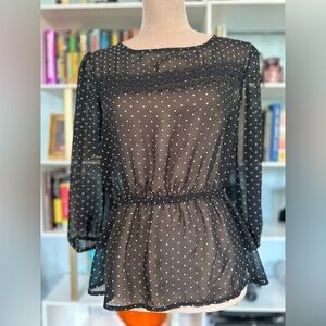 Sheer B&W Polka Dot Top
